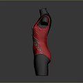 Elegant Red Sleeveless Leotard With Sequined Embellishment On Black Mannequin