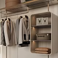 Modern Minimalist Wardrobe With Hanging Coats Glass Door Cabinet Decorative Box And Folded Clothes