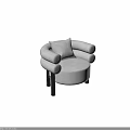 Modern Light Gray Upholstered Single Sofa With Round Armrests Black Legs And Cushion 3d model