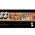 Assorted Fresh Sushi Platter on Wooden Plate with Chopsticks and Soy Sauce