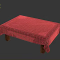 Stylish Table Furniture With Red And Black Checkered Tablecloth And Wooden Legs