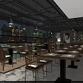 Modern Hot Pot Restaurant Interior With Green Wall Wooden Decor And Bull Sculpture