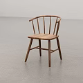 Modern Wooden Accent Chair With Curved Backrest Armrests And Solid Wood Frame