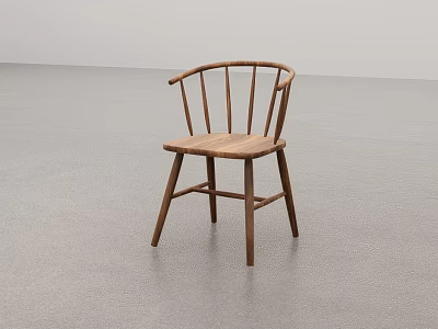 Modern Wooden Accent Chair With Curved Backrest Armrests And Solid Wood Frame 3d model