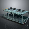 Green Cable Car Cabin With Transparent Windows Roof Equipment And Front Lights