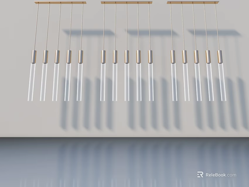 Modern Hinged Door Design With Hanging Slender Elements And Glass Panels 3d model 