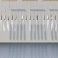 Modern Hinged Door Design With Hanging Slender Elements And Glass Panels