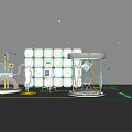 Futuristic Photo Spot With Glowing Circular Structures Holographic Interface And Neon Lights