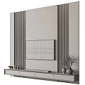 Modern Neutral TV Background Wall Design With Vertical Panels And TV Stand Decorations