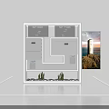 Exhibition Hall Culture Wall Interior Design With Display Sections Decorative Plants And Lighthouse
