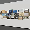 Modern Wall Photo Collage With Various Landscape Building Nature Photos And Different Sized Frames