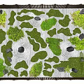 Green Moss Landscape Design With Woven Frame And Stone Accents Decorative Plants