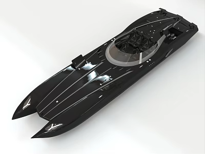 Sleek Black Modern Yacht With Aerodynamic Design 3d model