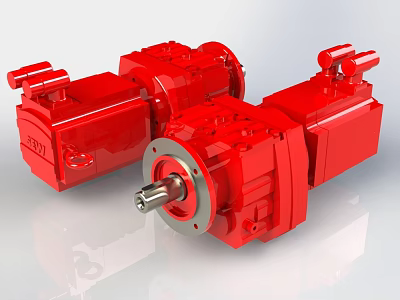 Red High Performance Industrial Gearbox Equipment With Metal Shaft And Mechanical Gears 3d model