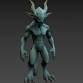 Game Movie Character Green Skin Horned Muscular Fantasy Creature With Clawed Hands