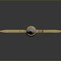 Fantasy Style Double Bladed Axe With Golden Accents And Metal Shaft