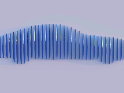 Flexible Blue Corrugated Hose With Curved Design And Vibrant Color 3d model