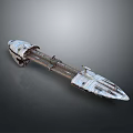 Sci Fi Spaceship Model With Metallic Texture Streamlined Design And Structural Details