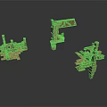 Three Ancient Brick Stone Architectural Ruin Models With Detailed Structures
