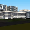Modern Hotel Building Complex With Glass Curtain Wall And Multi Storey Design