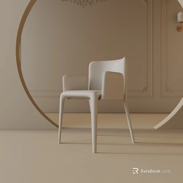 Modern White Accent Chair With Sleek Design In Elegant Neutral Wall Decor Setting 3d model 
