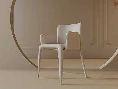 Modern White Accent Chair With Sleek Design In Elegant Neutral Wall Decor Setting 3d model