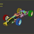 Vintage Lotus Racing Car With Green Yellow Body Number 8 And Streamlined Design
