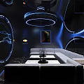 Modern Luxury KTV Interior With Comfortable Sofa And Stylish Neon Lighting