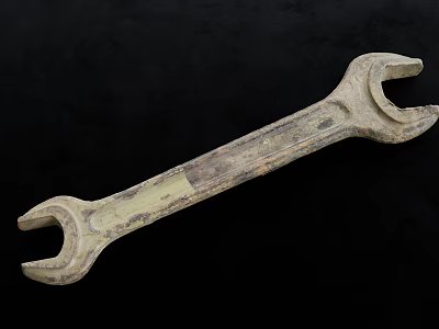 Old Worn Metal Open End Wrench for Hardware Tools Repair and Maintenance 3d model