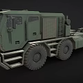 Large Green Military Truck With Multiple Wheels Ladder And Equipment