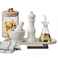 Elegant Bathroom Set With Toilet Paper Roll Cotton Jar Mortar Pestle Soap Dispenser Sponge And Towel