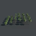 Tall Palm Trees Neatly Arranged With Long Shadows Against Gray Background