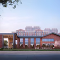 Modern School Building Design Showcasing Red Brick Exterior and Landscape