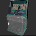 Retro Headphone Speaker With Jukebox Design Turntable Green Gray Finish And Speaker Grille