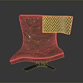 Modern Purple Leather Chair With Quilted Panel And Swivel Metal Base