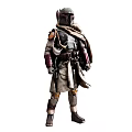 Game Movie Character Armored Warrior with Helmet Cloak and Battle Gear Design