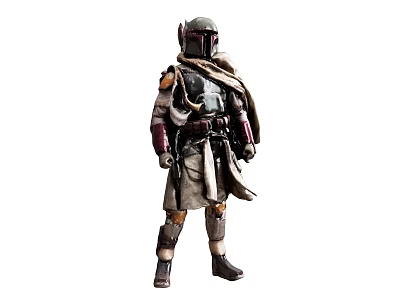 Game Movie Character Armored Warrior with Helmet Cloak and Battle Gear Design 3d model