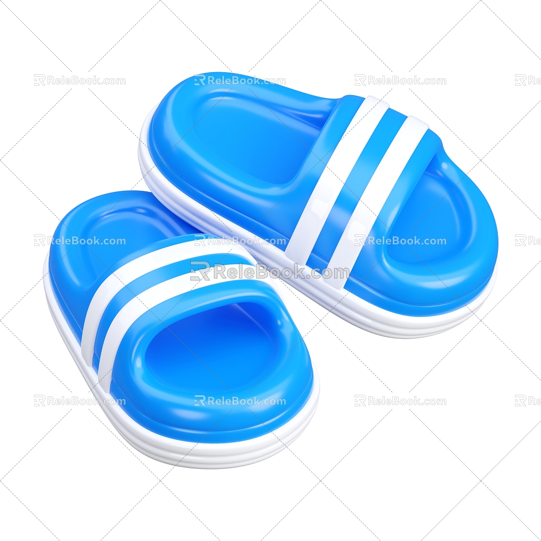 Modern Slippers Beach Shoes Cartoon Slippers 3d model