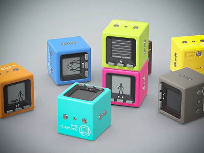 Colorful Cube Decorative Furniture With Various Colors And Station Door Labels 3d model