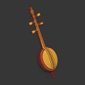 Artistic Lute Style Instrument Themed Paintbrush Design Featuring Wooden Neck And Red Brush Tip