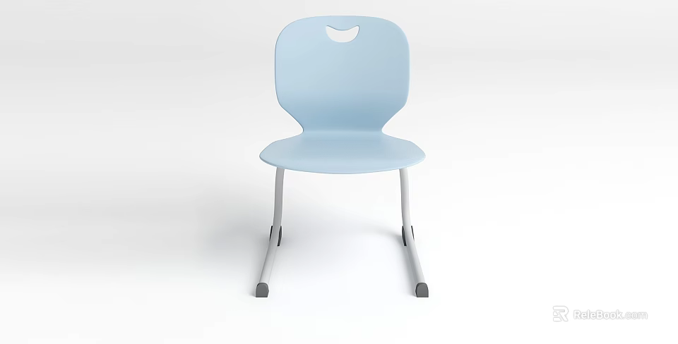 Light Blue Leisure Chair with Simple Design and Silver Metal Legs Modern Style 3d model 