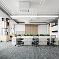 Spacious Modern Office Interior Featuring Workstations Ergonomic Chairs Greenery And Natural Light 3d model