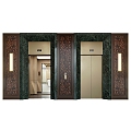 European-style two-door elevator hall 3d model