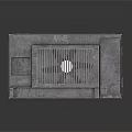 Modern Gray Textured Household Item Featuring Rectangular Structure Grille Design And Circular Element 3d model