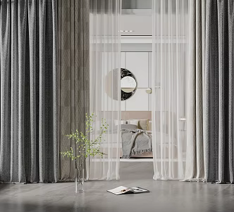 Modern Curtain Fabric Curtain 3d model