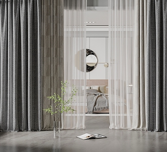 Modern Curtain Fabric Curtain 3d model