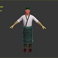 Chef Character In Traditional Uniform With White Shirt And Black Apron