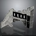Modern Decorative Stone Ruins Model With Stairs Arches And Tower 3d model