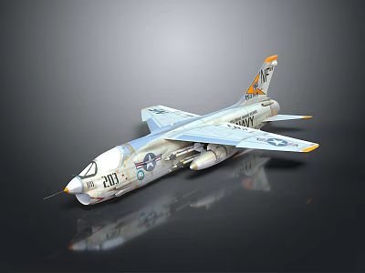 Detailed Fighter Jet Model With White Blue Paint Scheme And Serial Number 101 Markings 3d model