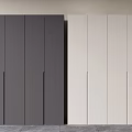 Modern Minimalist Wardrobe Design With Dark Gray And Off White Smooth Surface Vertical Handles